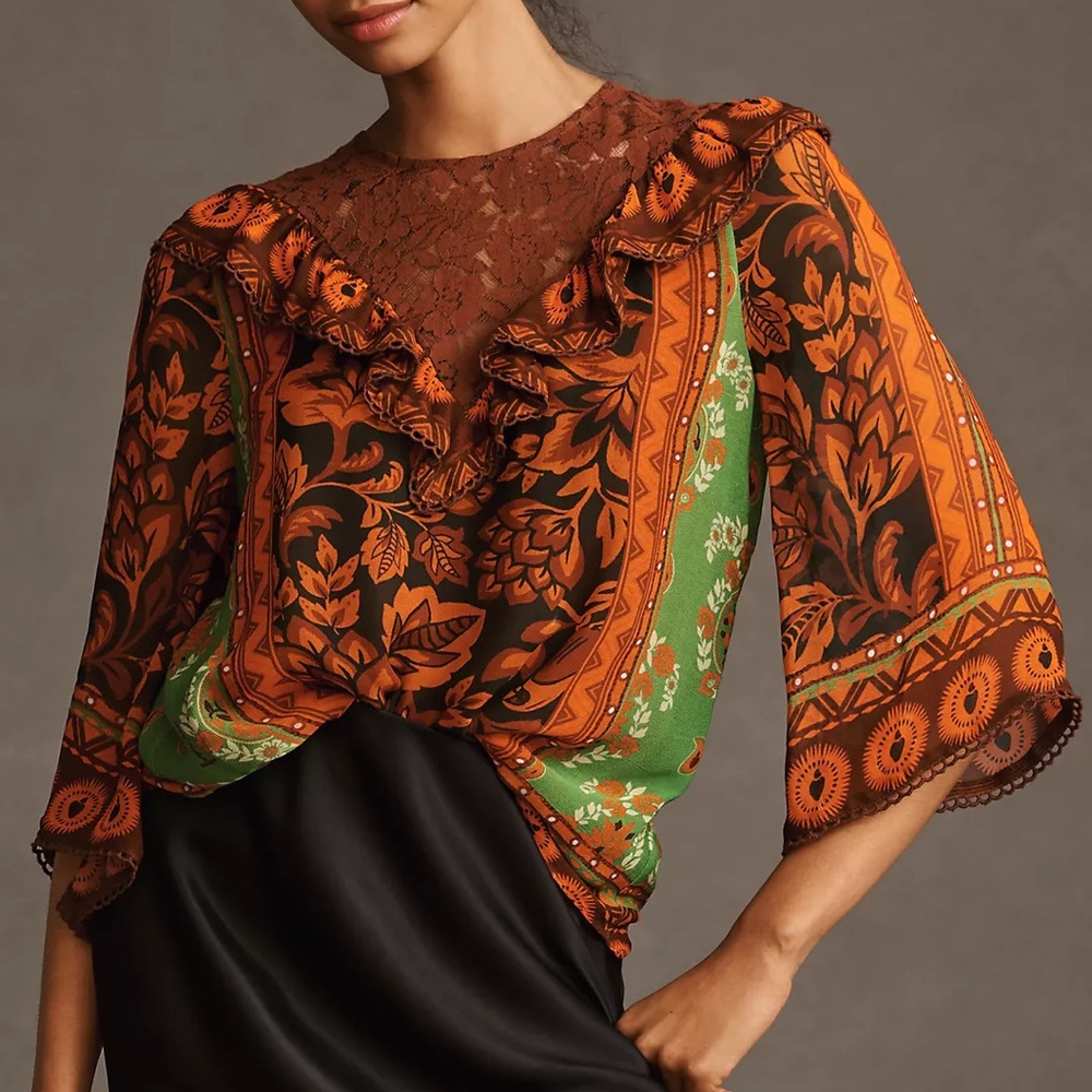 FARM Rio Lace Mix Blouse NWT Size XS - Picture 2 of 3